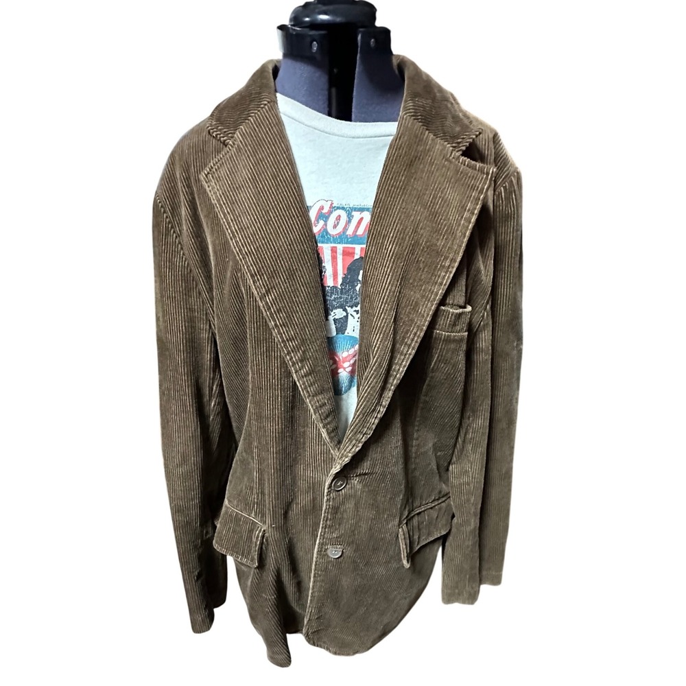 Machine Clothing Company Corduroy Blazer Jacket Brown Men's  Large‎ Button Front